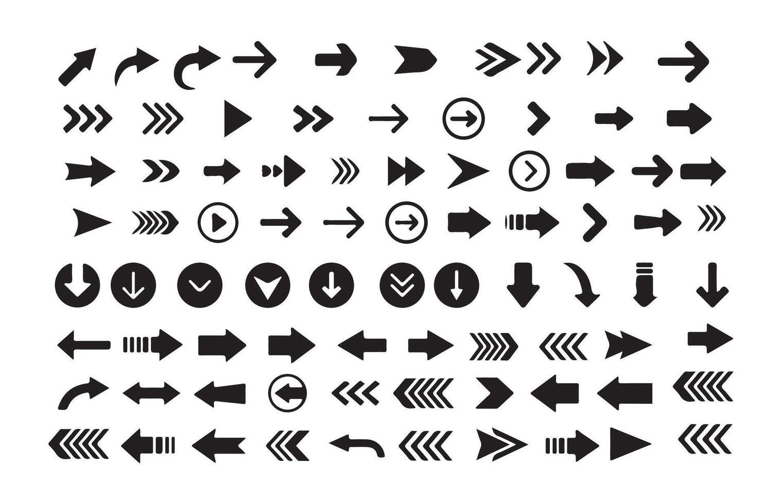 Arrow Icons Set. Directional, Navigation, and UI Elements vector