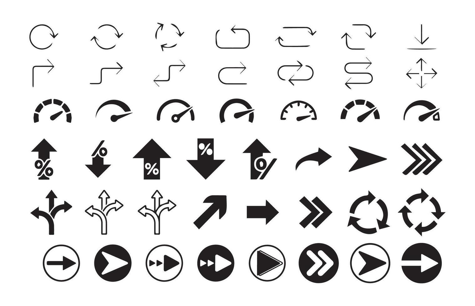 Round Arrow Icons Set. Symbols for Navigation and UI vector