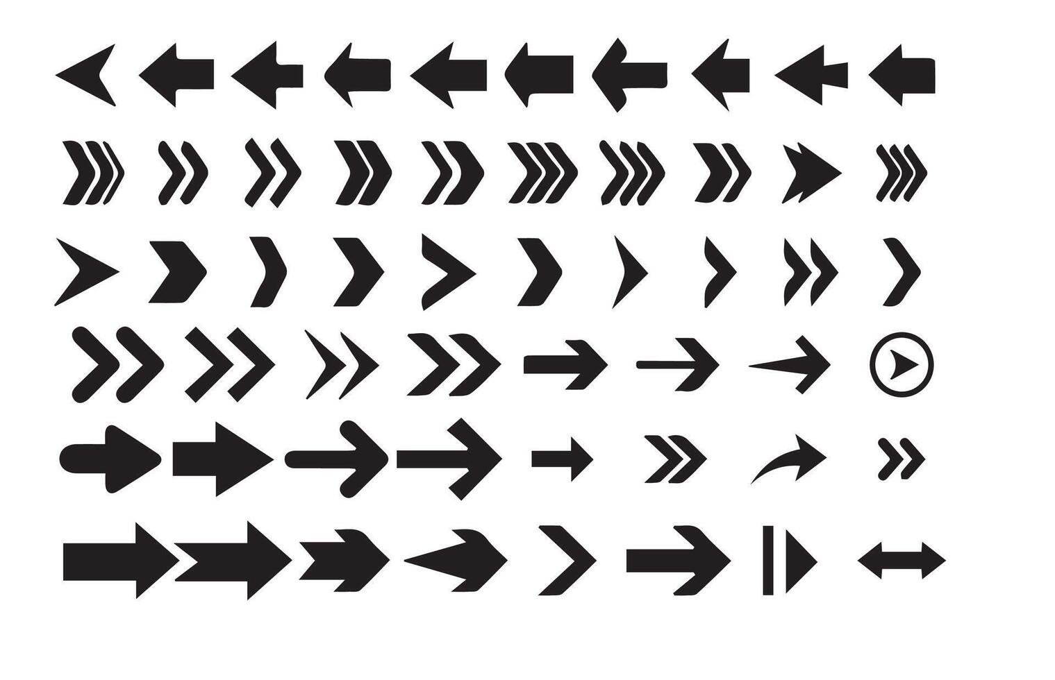 Assorted Bold Arrows. Icons for Direction and Movement vector