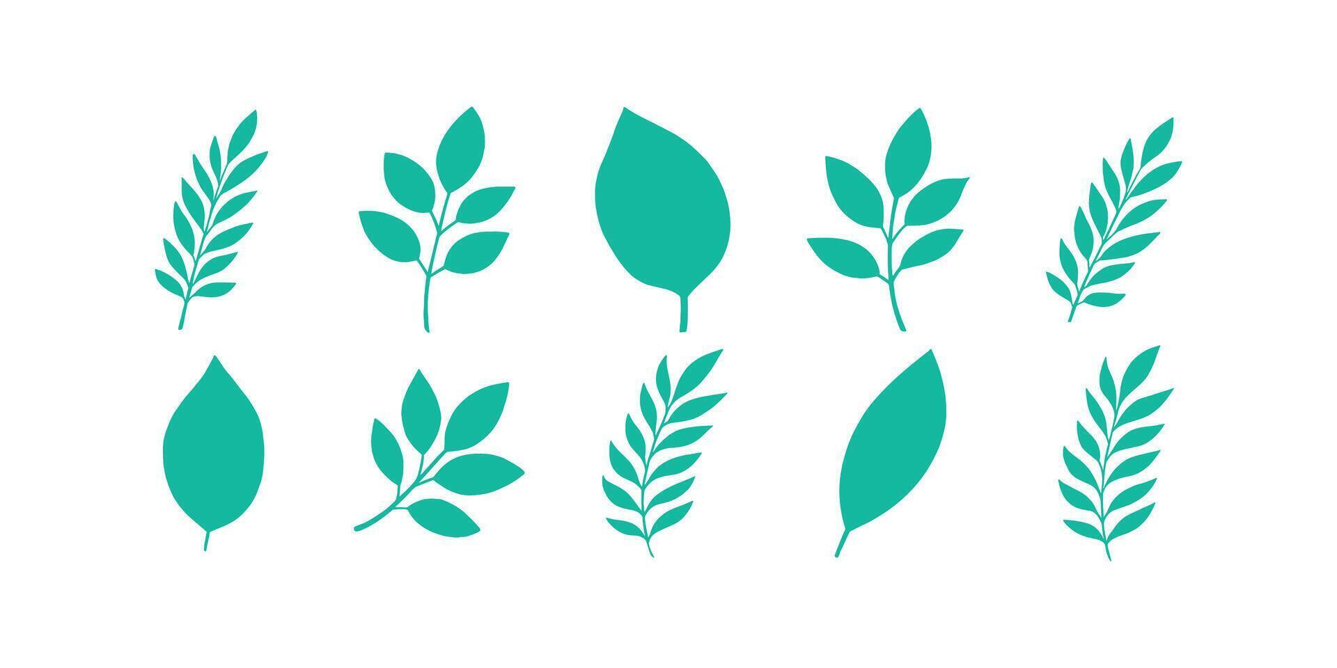 Set of silhouettes of tropical leaves vector