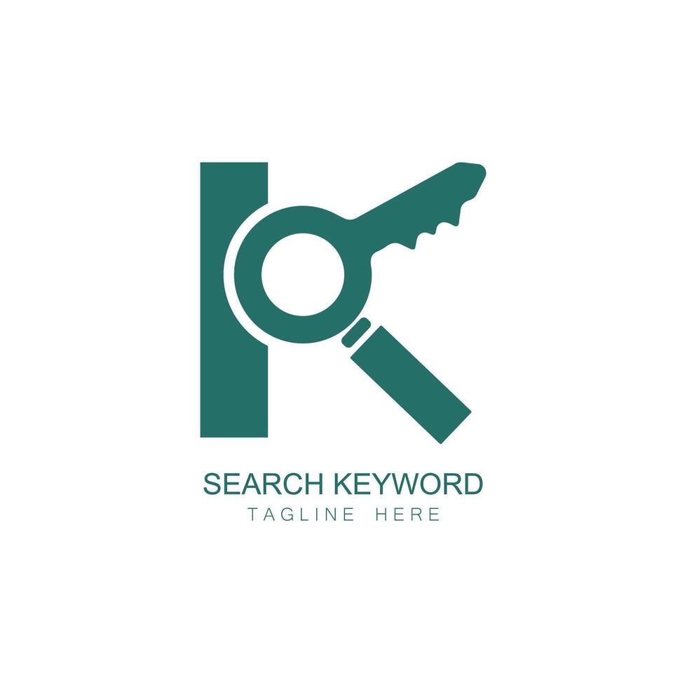 Magnifying glass logo design with concept combination Magnifying glass and Letter K . Illustration vector