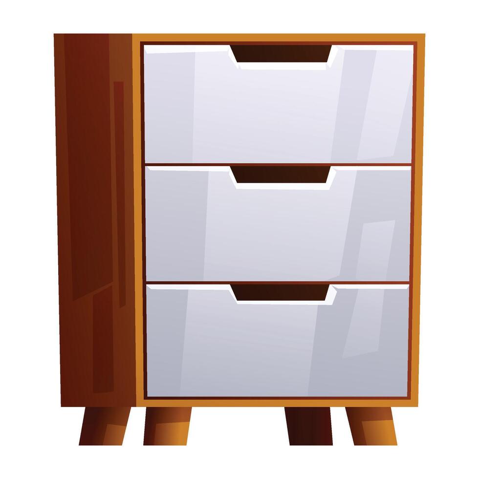 Wooden drawer chest with three drawers vector