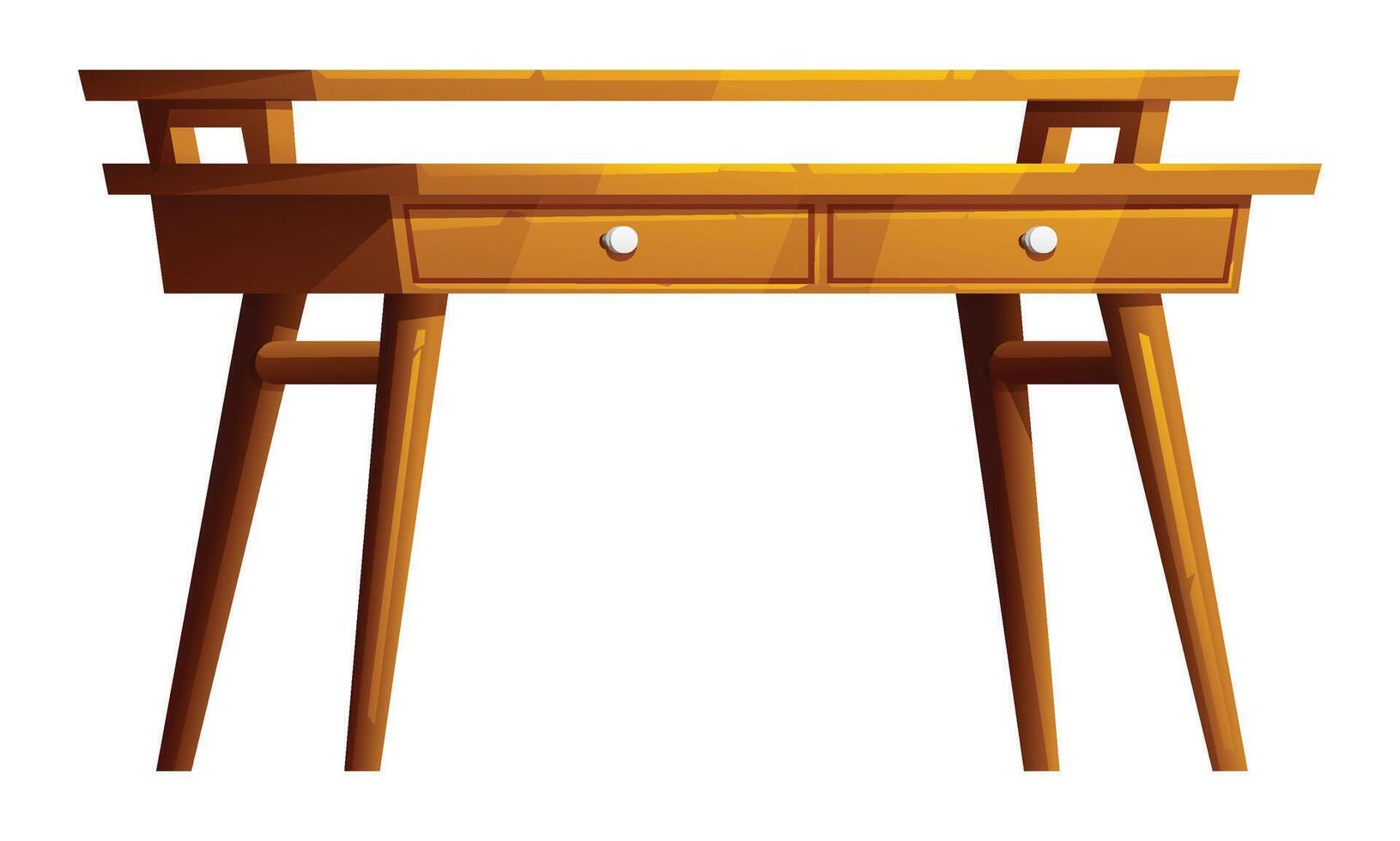 Wooden desk with drawers vector