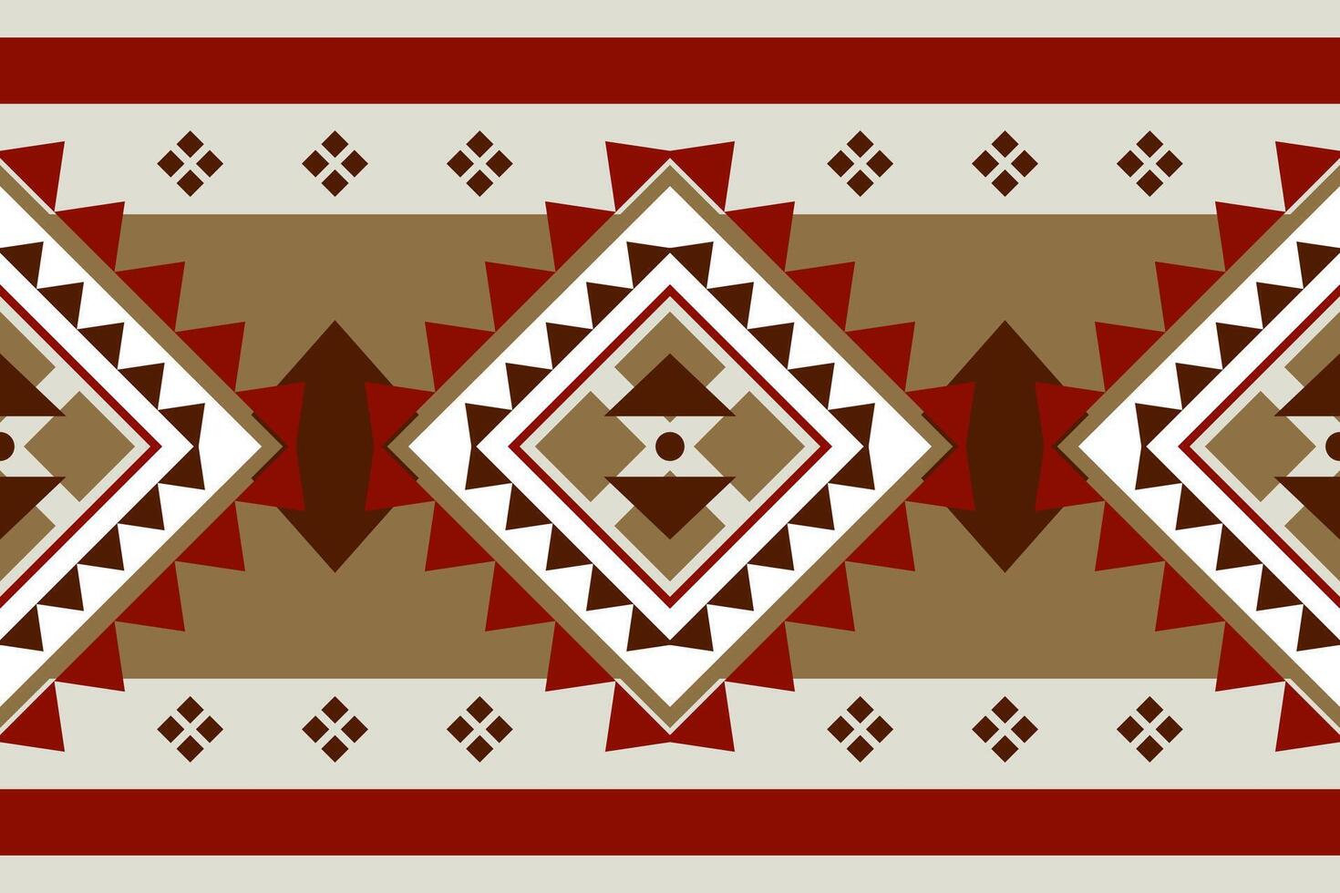 Amazing Tribal Geometric Art Border With Ethnic Traditional Pattern Red Brown White on Celadon Background. Sense of Motif Horizon Origin with Classy Wondering Wild Color for Embroidery Bedding Textile vector