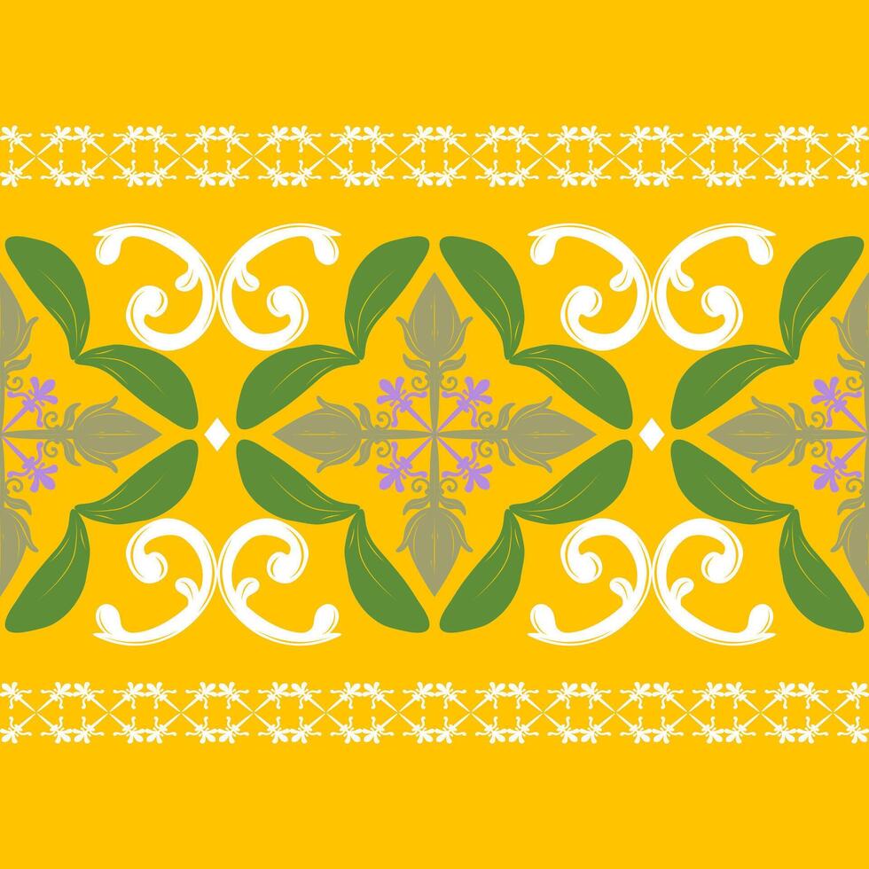 Classy Royal Magnificent Whitework Lace Embroidery Summer Vibe Pattern on Bright Yellow Background. European Medieval Botany Knit Border Pattern Luxury Fresh and Cool Style for Embroidery Lace Scarf vector