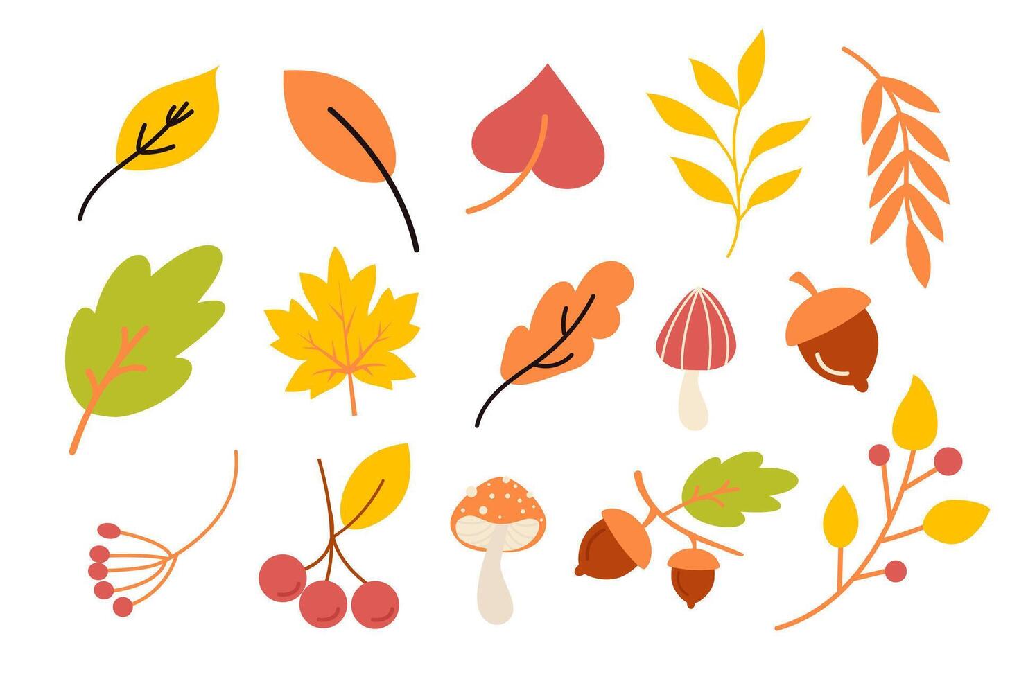 Autumn forest elements collection. Forest clipart vector