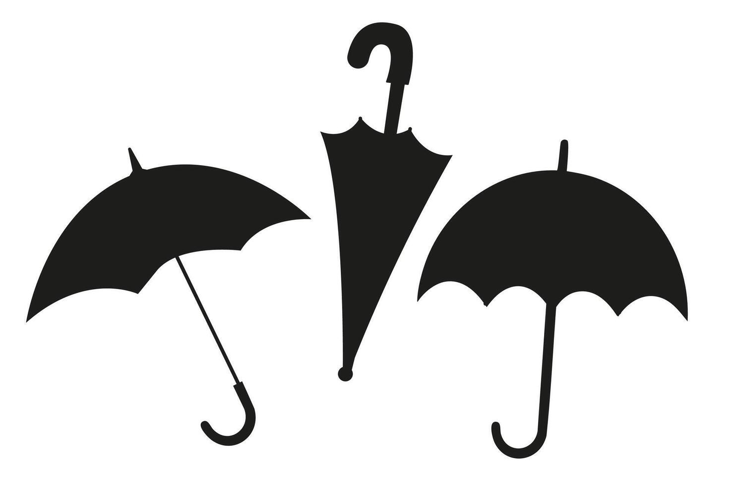 Silhouette cute autumn umbrellas set vector