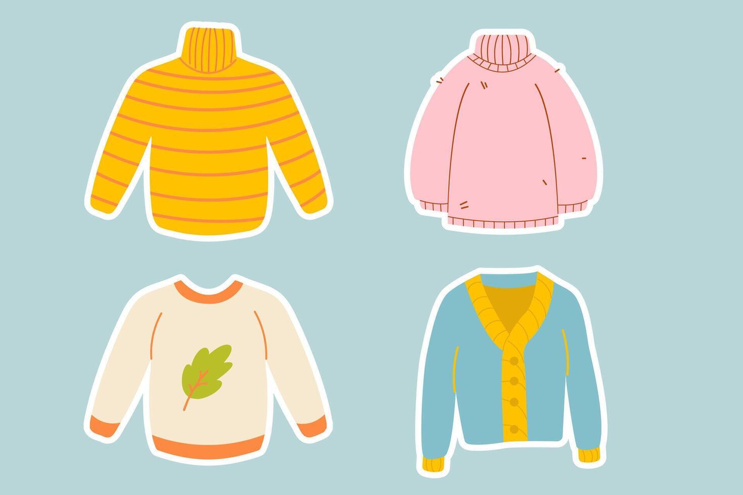 Colorful illustrated sweaters collection vector