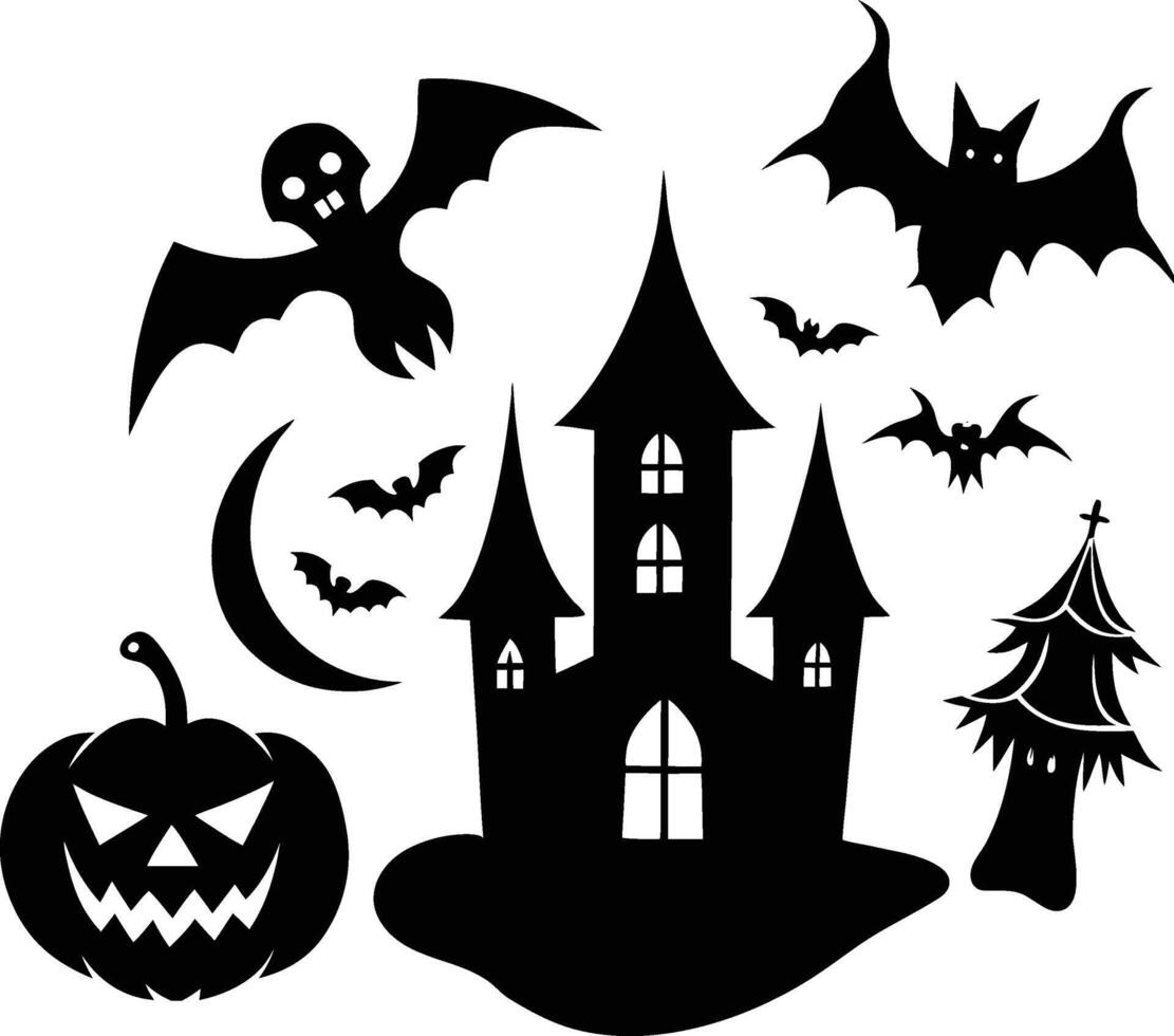 Halloween design elements silhouette illustration vector