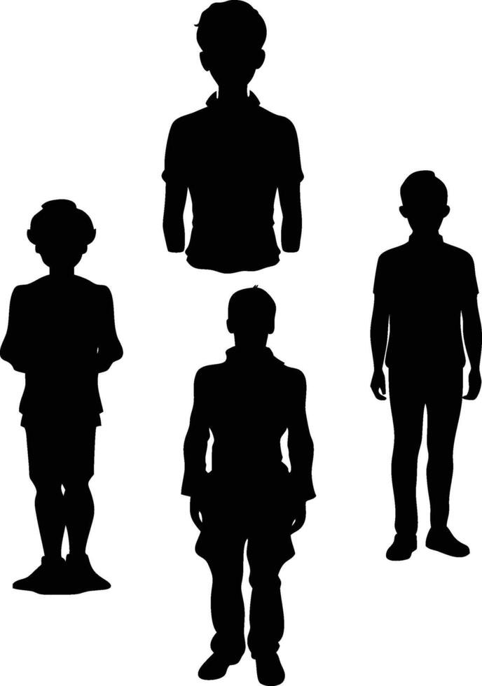 Silhouette set of a boy vector