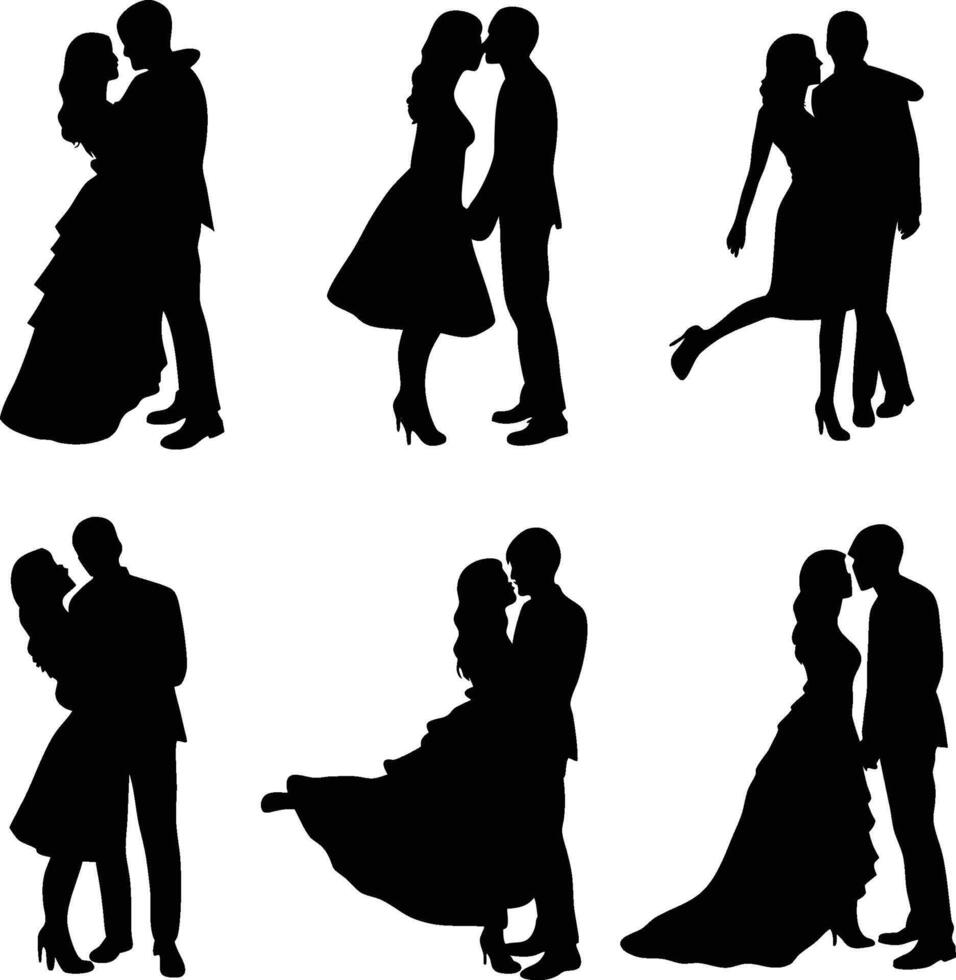 Silhouette set of a couples vector