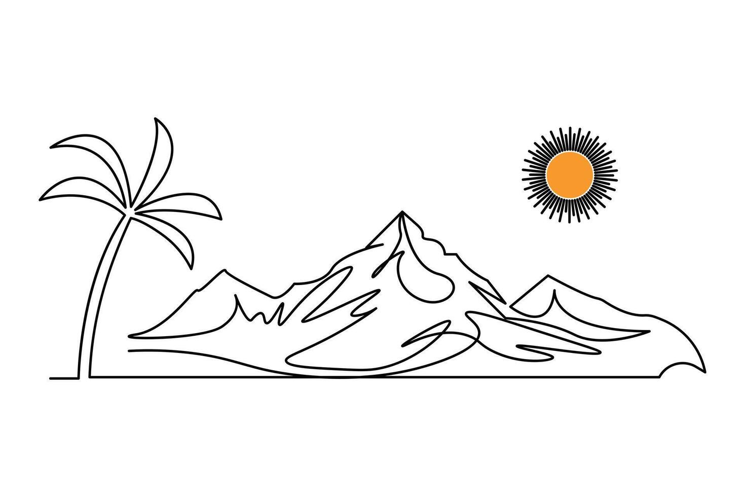 Single line mountain peak artwork vector