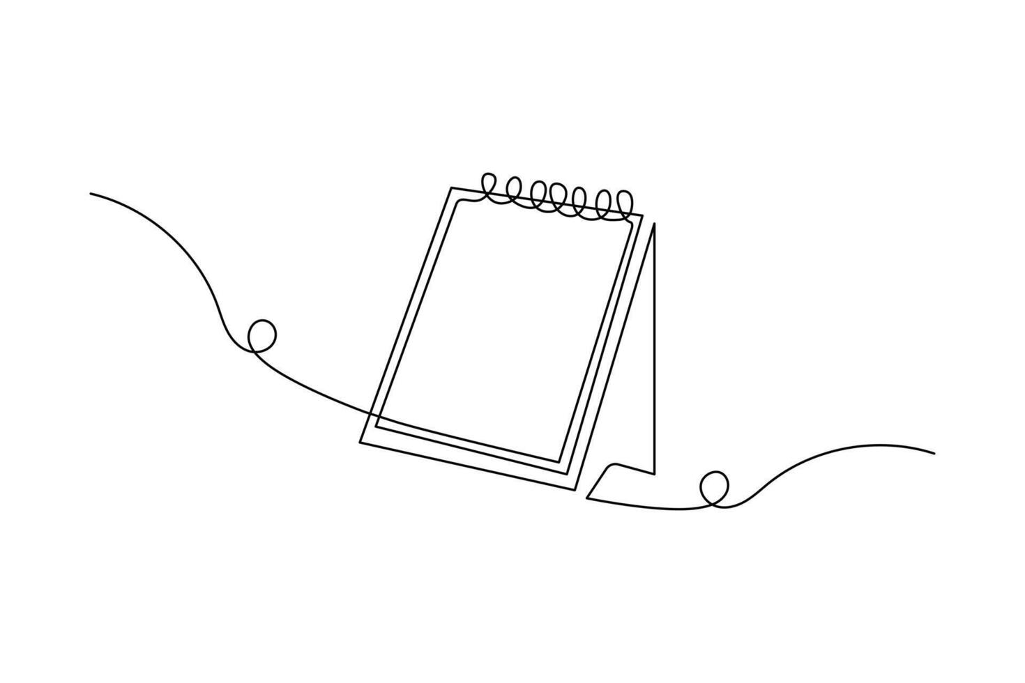 Table calendar hand drawn in one line minimalist black outline vector