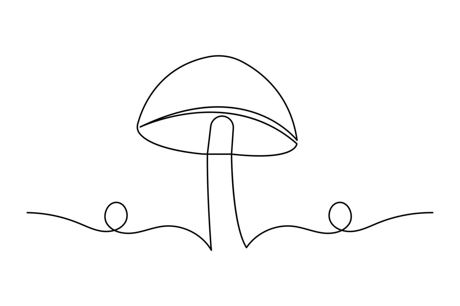 Artistic mushroom icon in clean one line style vector