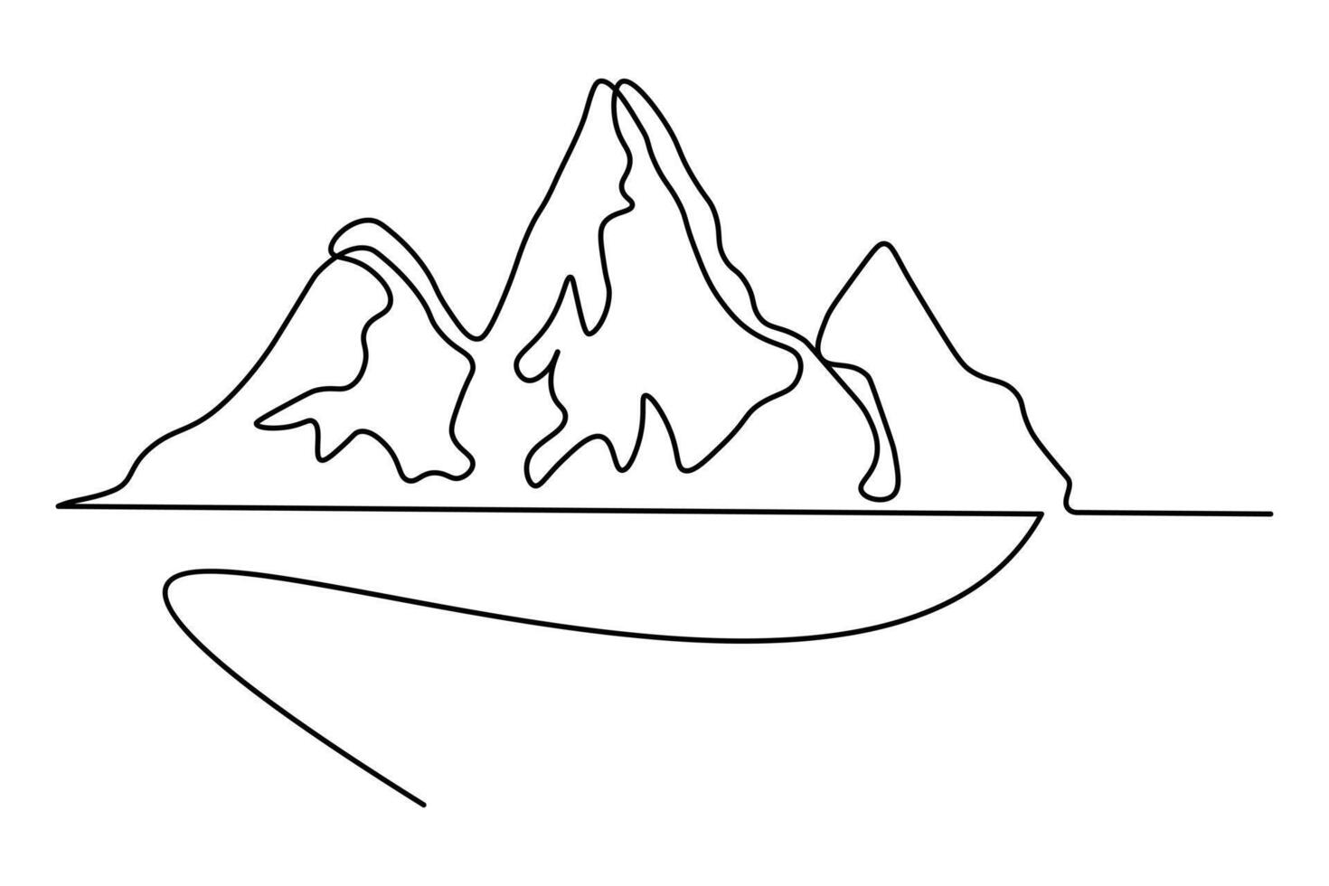 Outline of mountain in minimalist style vector