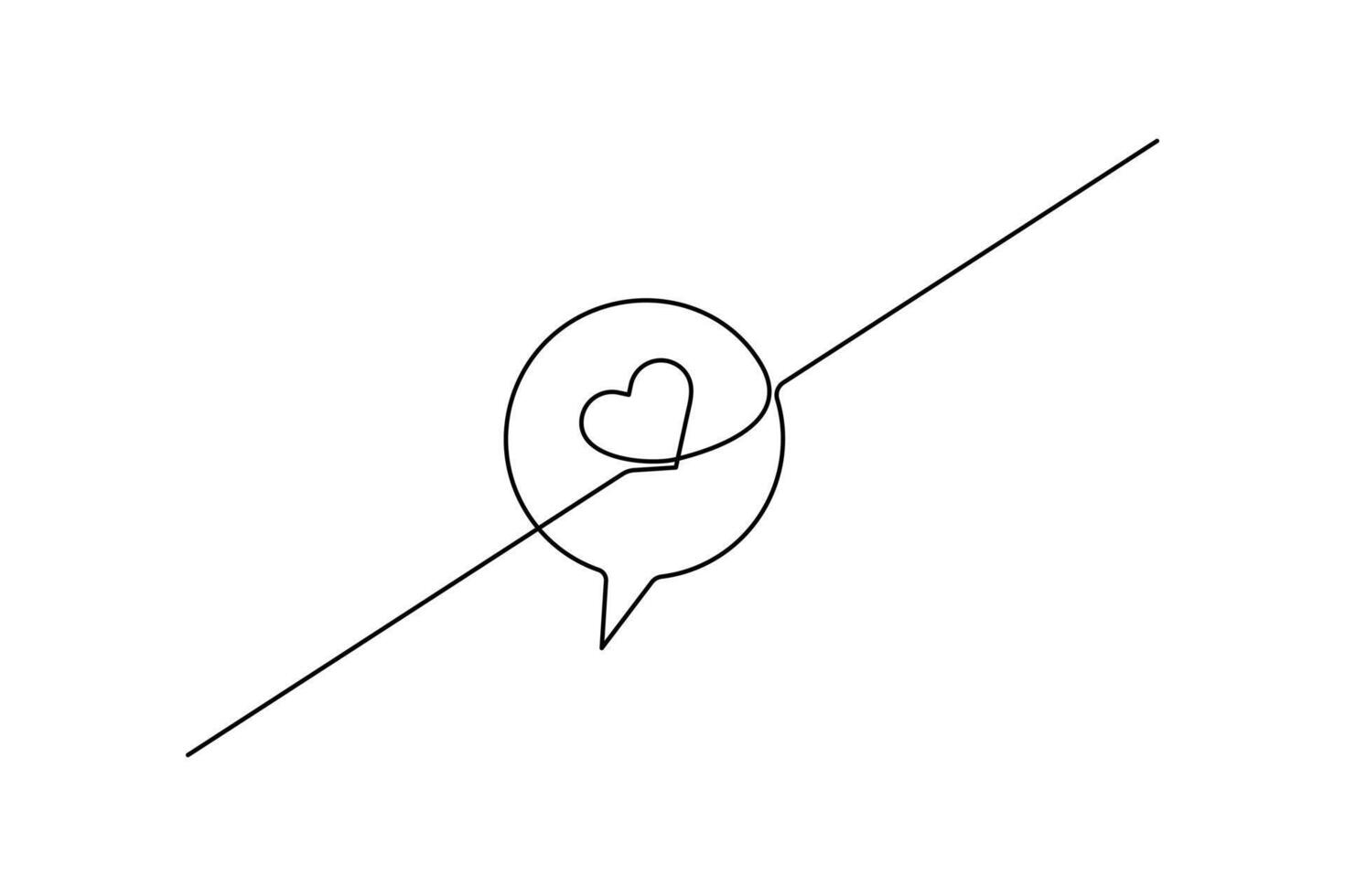 Stylish speech bubble outline hand drawn in minimalist single line art vector