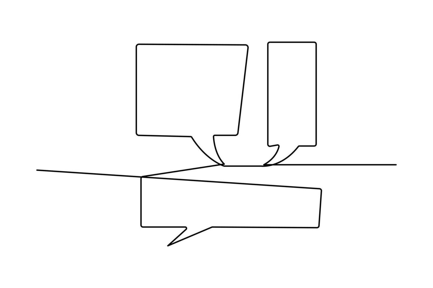 Abstract one line speech bubble drawing in minimalist hand drawn style vector