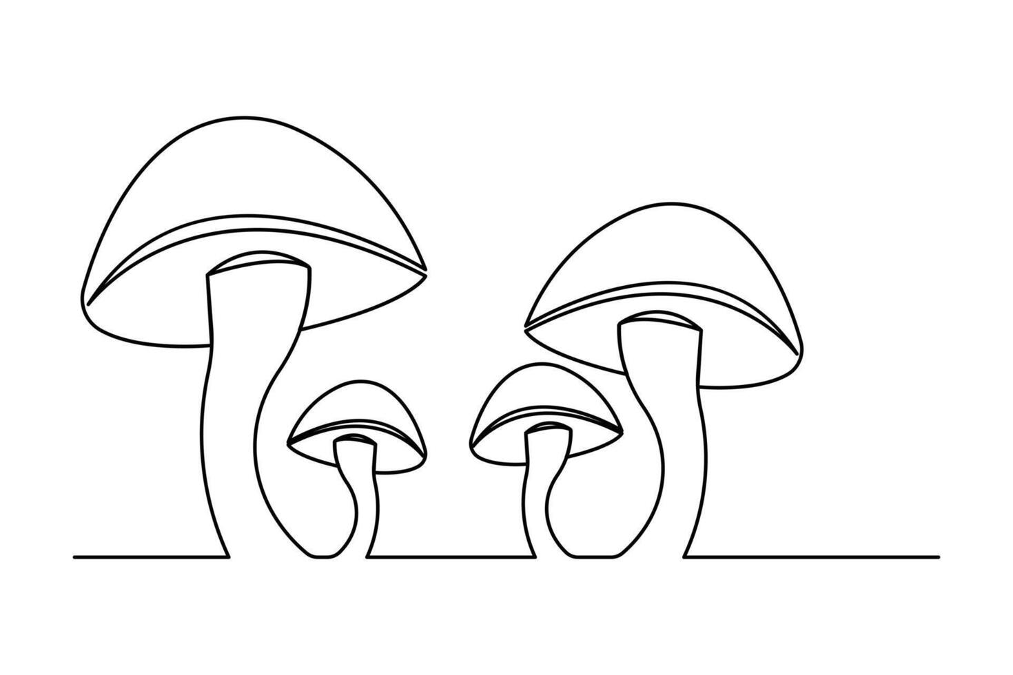 Mushroom icon in minimalist style with continuous one line drawing and simple clean outline illustration vector