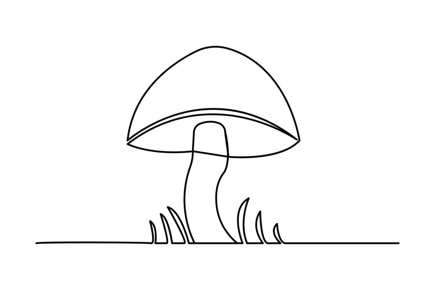 Single line mushroom drawing in modern minimalist style with clean and simple isolated design vector