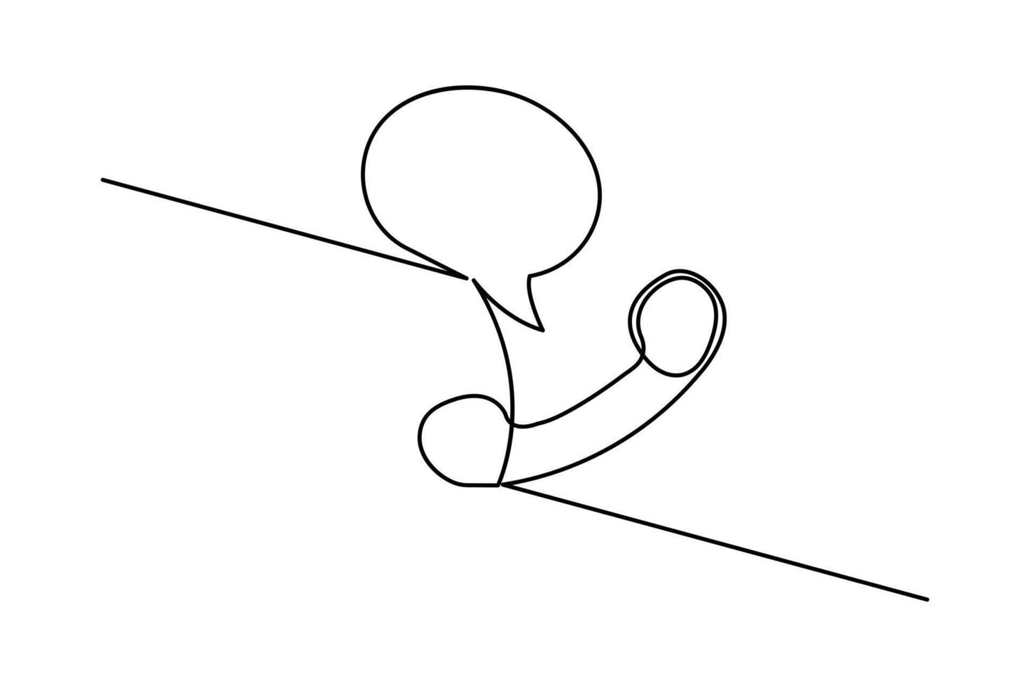 Speech bubble in clean one line drawing with simple outline shape vector
