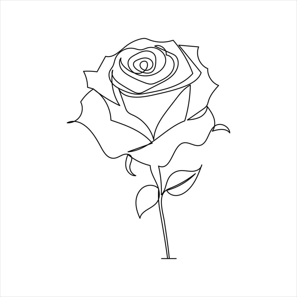 Elegant rose flower design with one line minimal art illustration vector