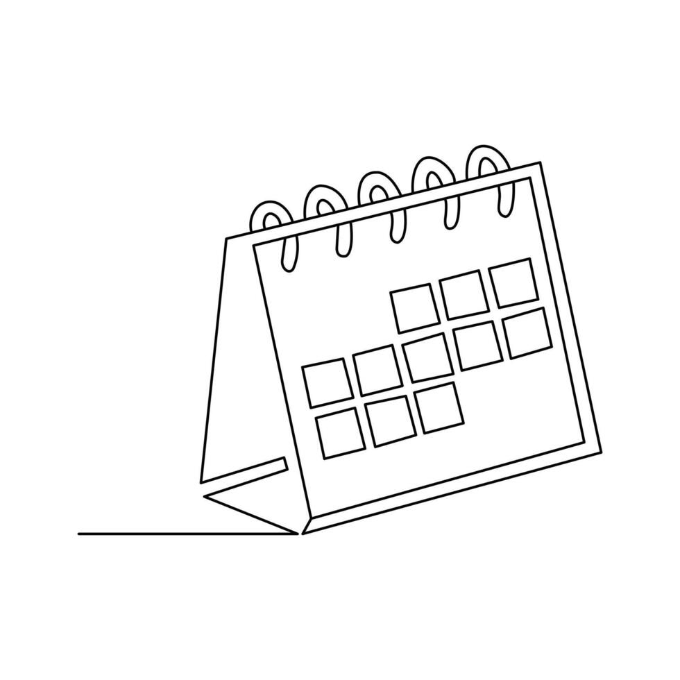 Modern minimalist one line drawing of a desk calendar outline vector