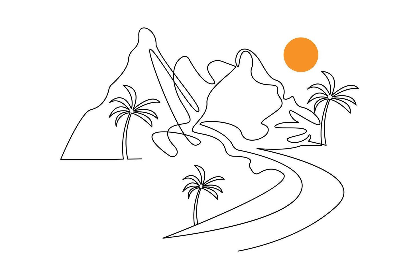 Black and white mountain symbol vector
