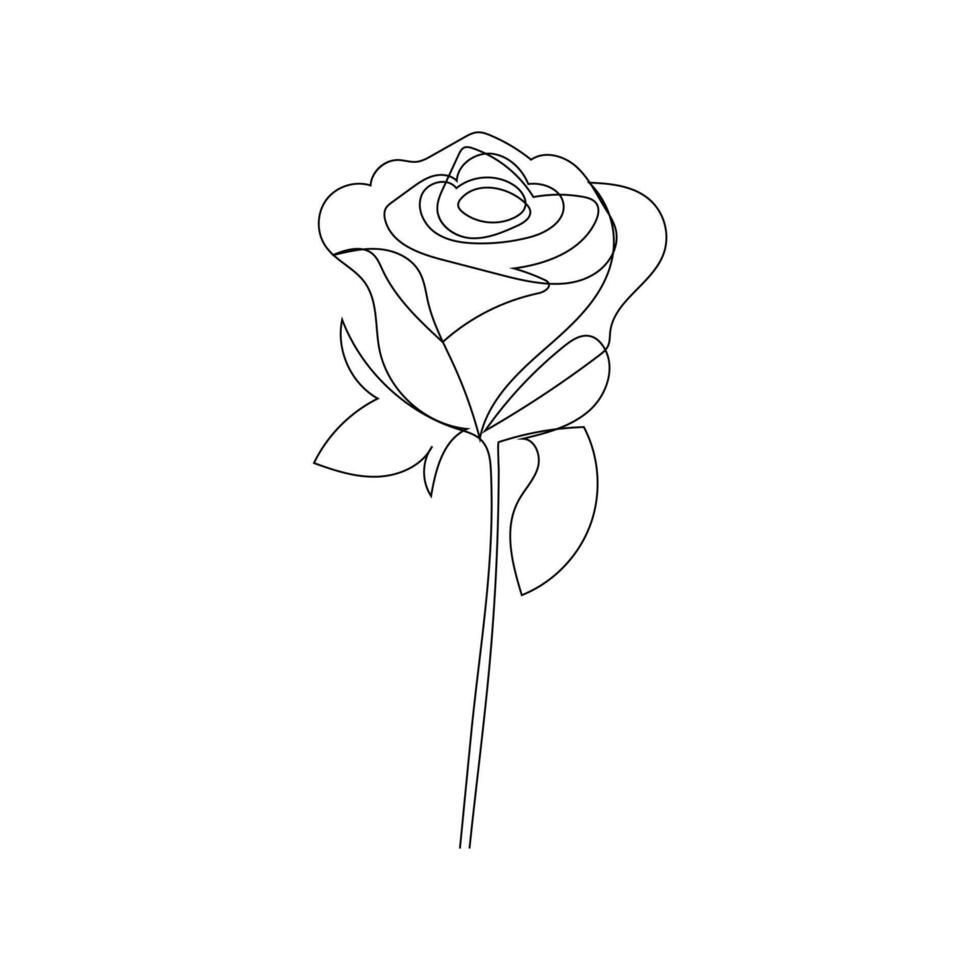 Rose flower illustration using modern one line minimalist style vector