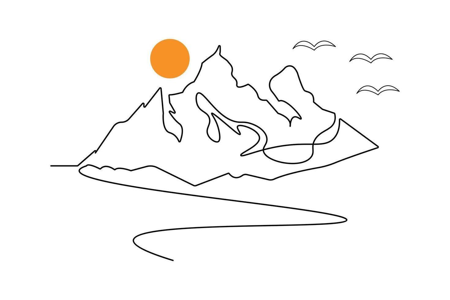 Simple illustration of mountain continuous single line drawing vector