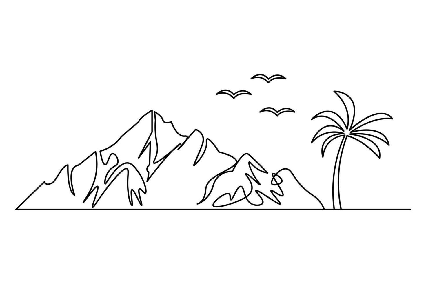 Single stroke mountain peak icon vector