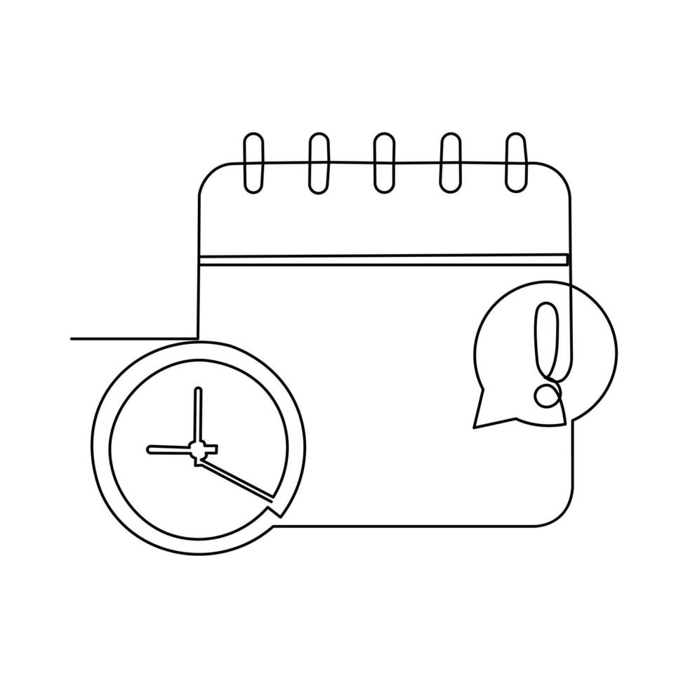 Minimalist calendar table illustration drawn with one continuous line vector