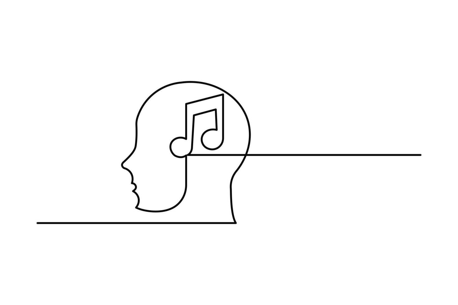 Music icon one line drawing minimalist style outline isolated illustration vector