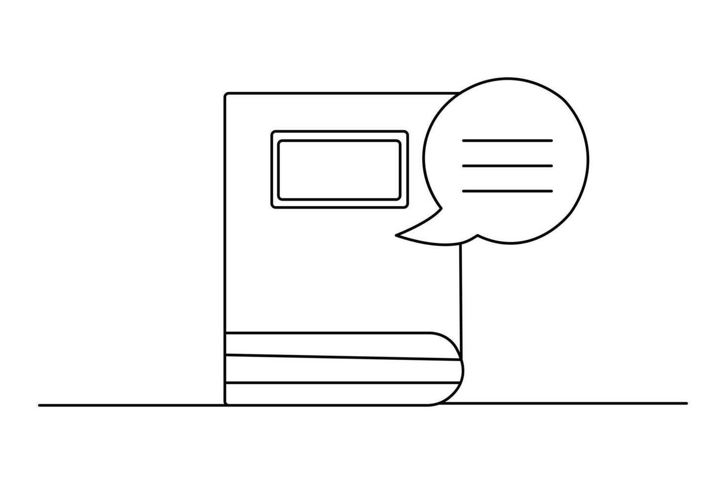 Contemporary one line art of speech bubble in minimal clean outline vector
