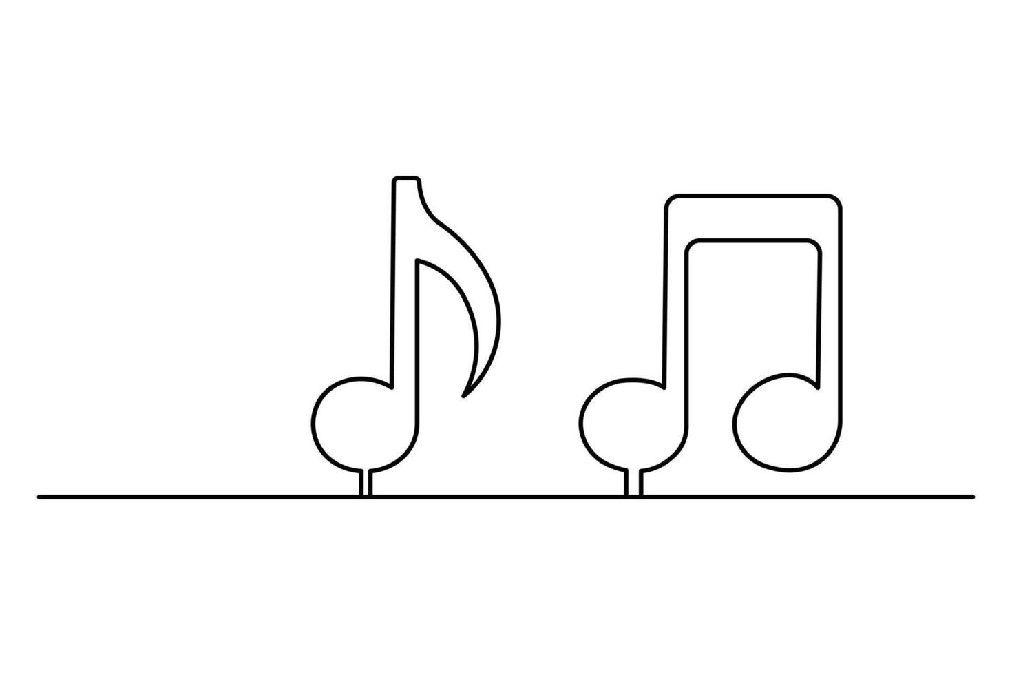 Minimal music note outline icon one line drawing illustration vector