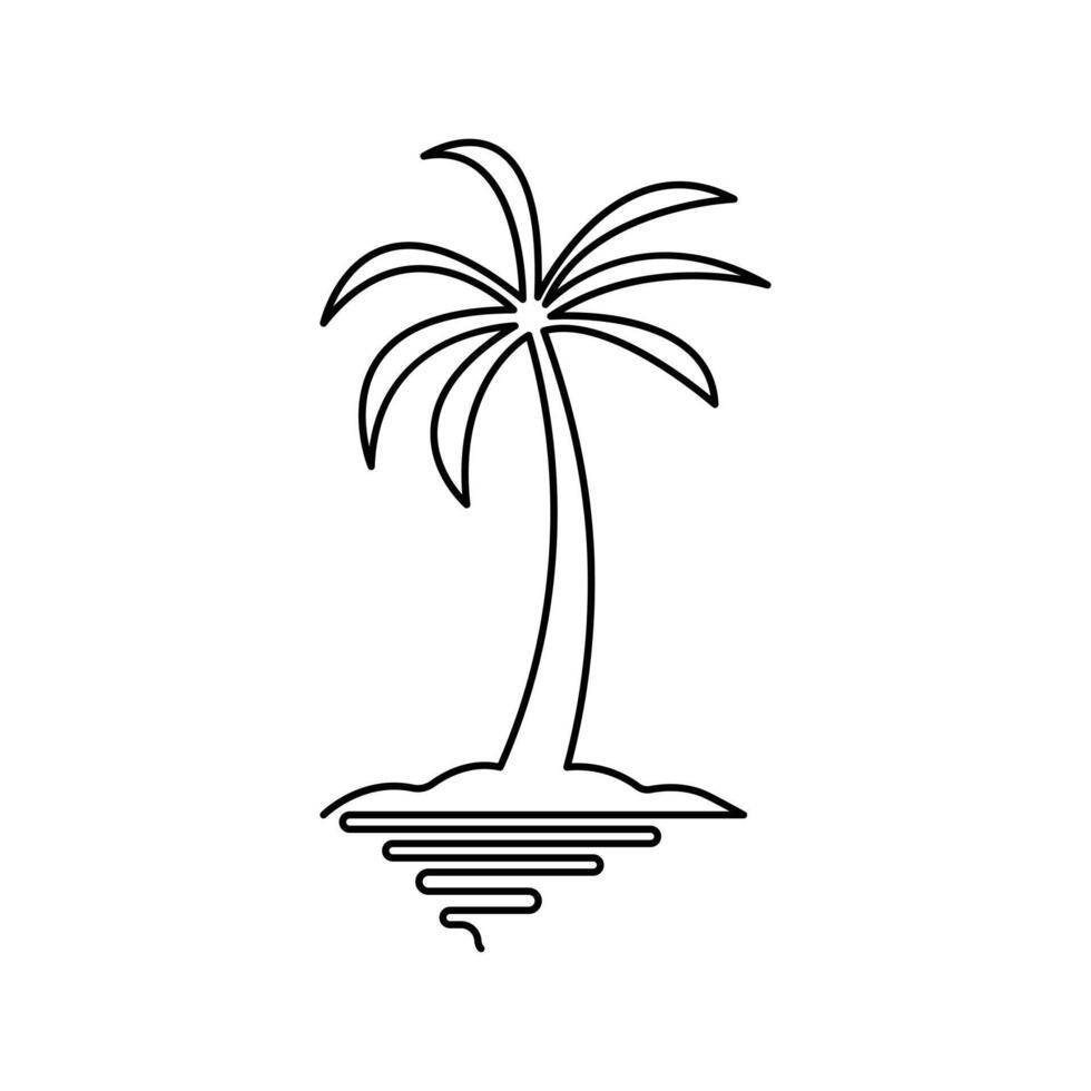 One line palm tree drawing in minimal style simple tropical plant sketch isolated on white vector