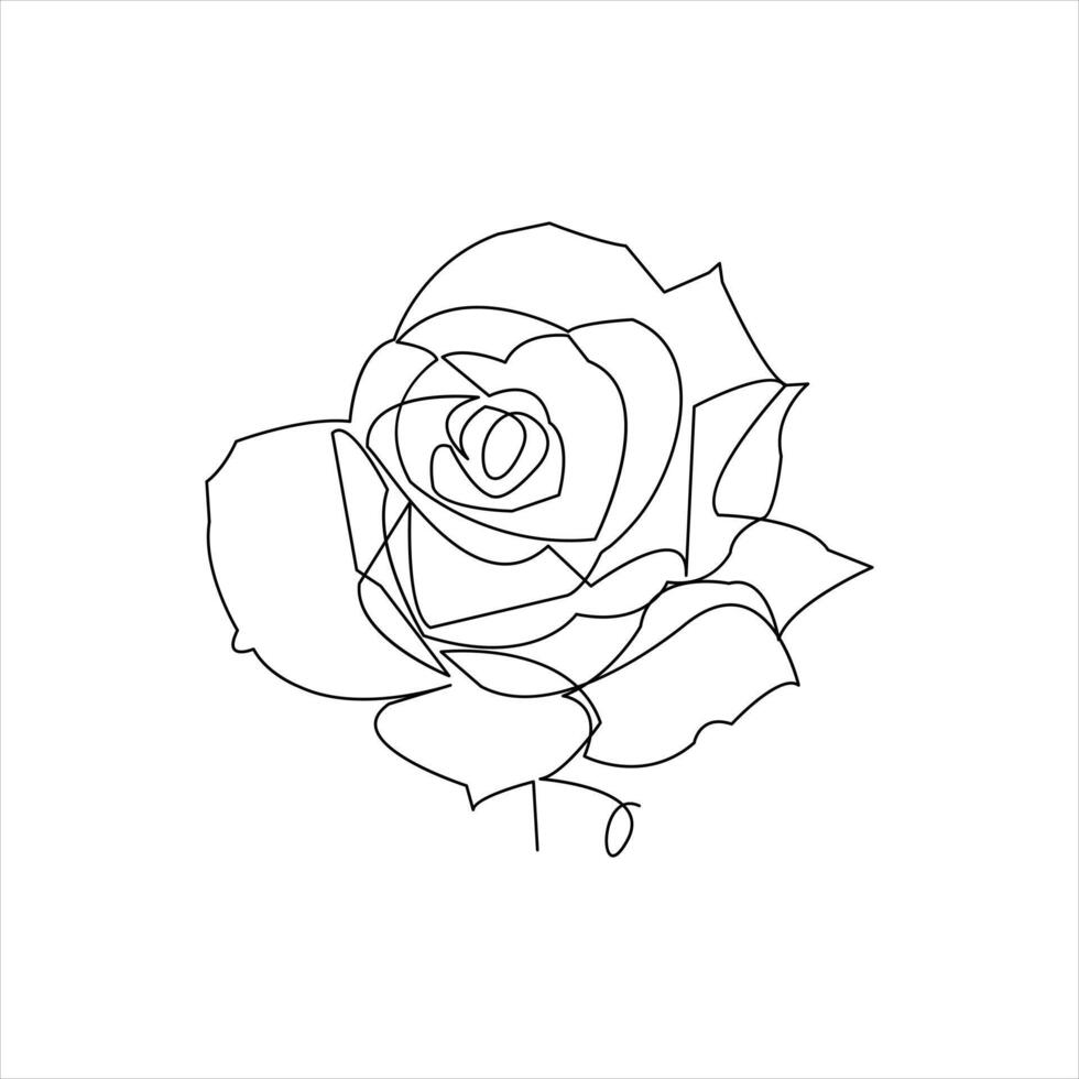 Abstract rose flower outline in single line minimalist drawing vector