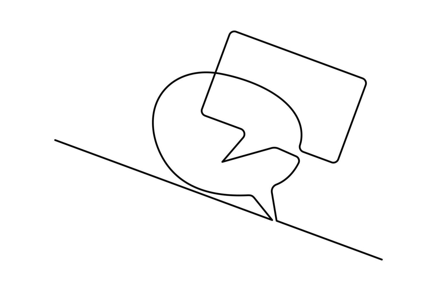 Speech bubble one line drawing minimalist outline illustration on white background vector