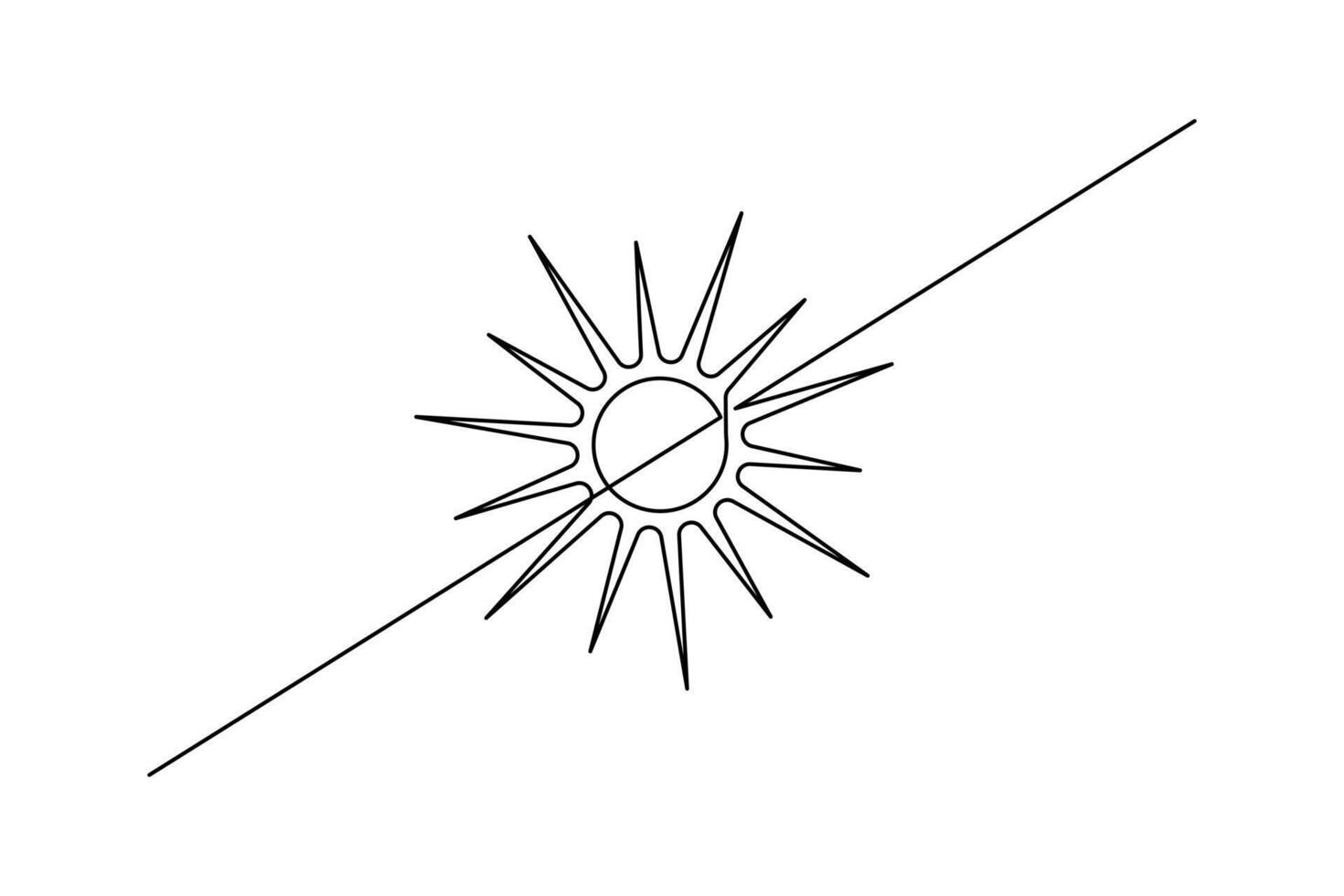 Artistic outline of sunset in one line drawing with minimal and modern abstract concept vector