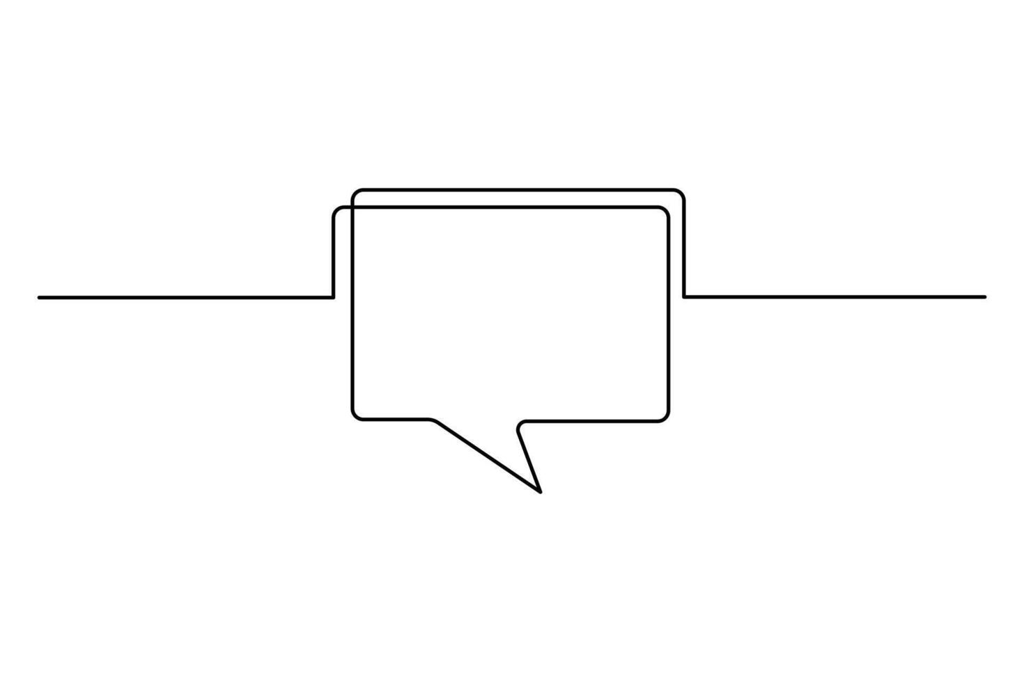 Modern minimalist speech bubble outline with continuous line hand drawing vector