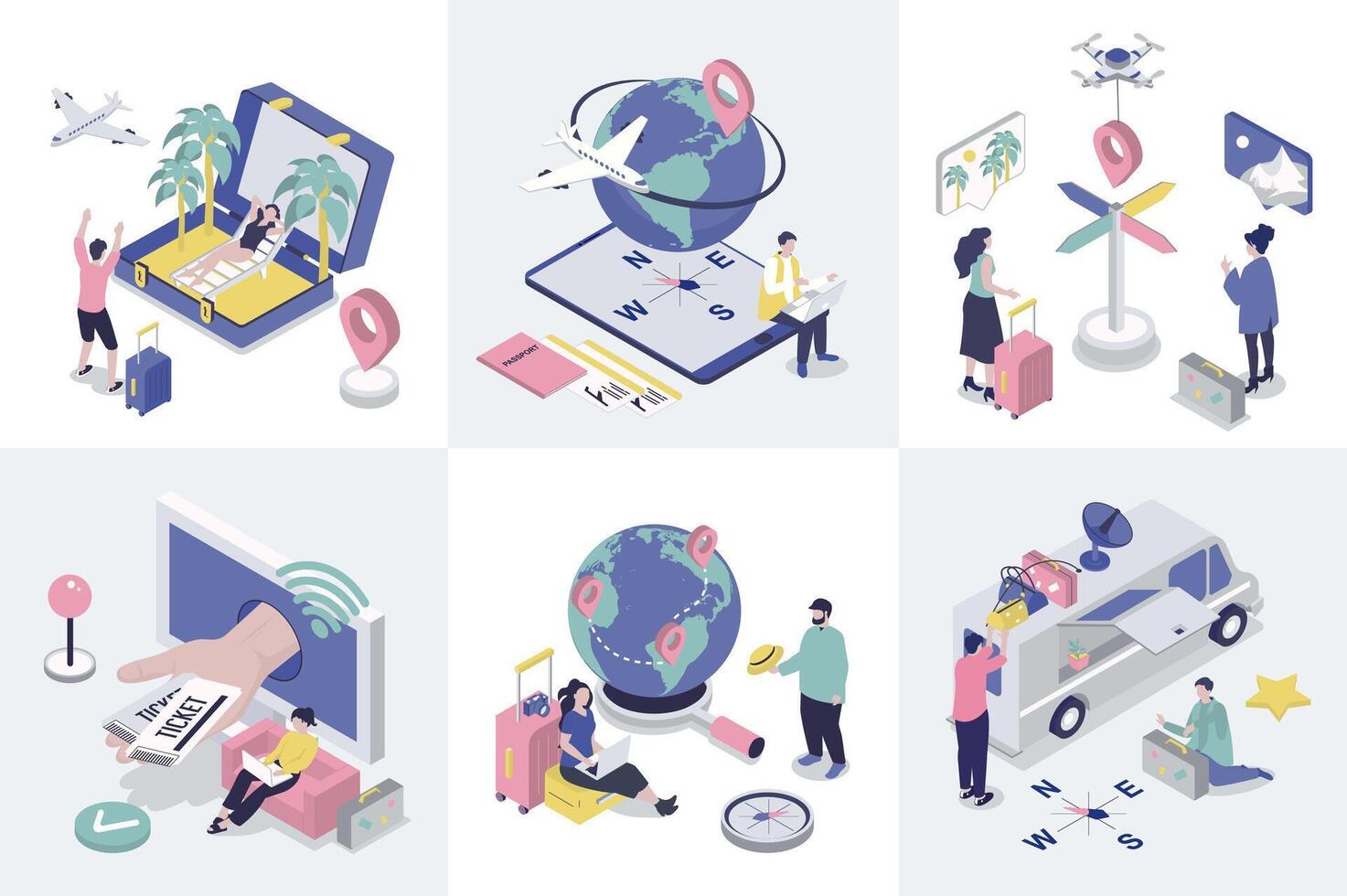Travel planning and navigation illustration vector