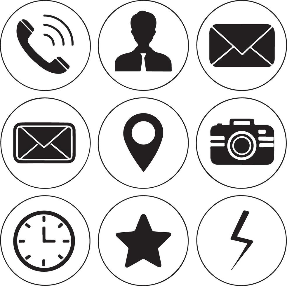 Simple UI Icons Pack Coffee Mail Heart Star Location vector