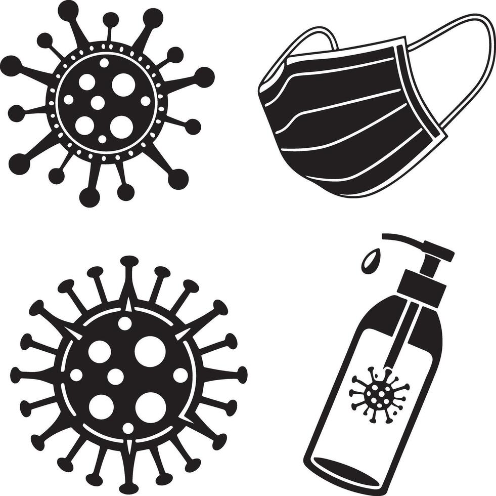 Corona Virus Silhouette Icon Set Collection vector