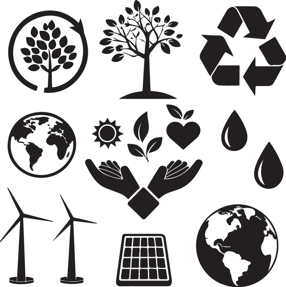 Eco Conscious Symbols for Nature Inspired Designs vector