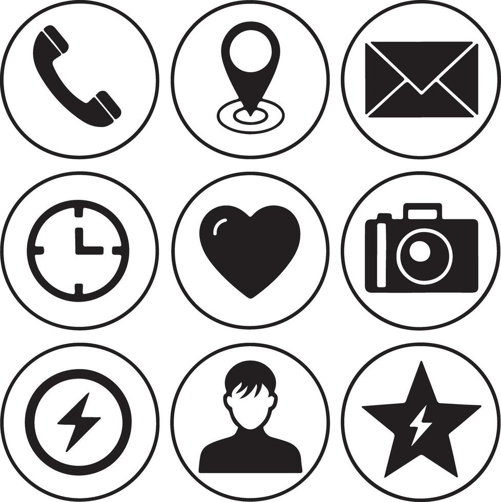 Line Icon Pack with Heart Coffee Star Mail Location vector