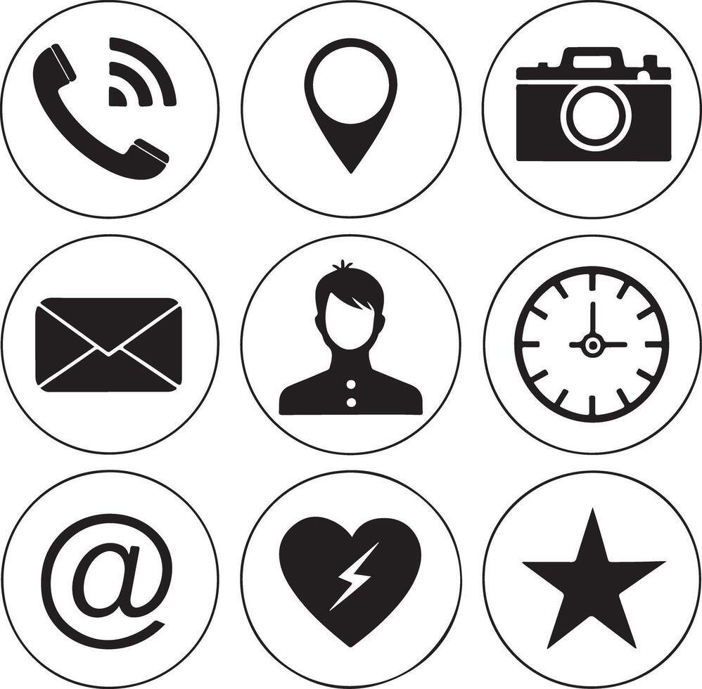 Minimal UI Line Icons Location, Star, Heart, Mail, and Coffee Set vector