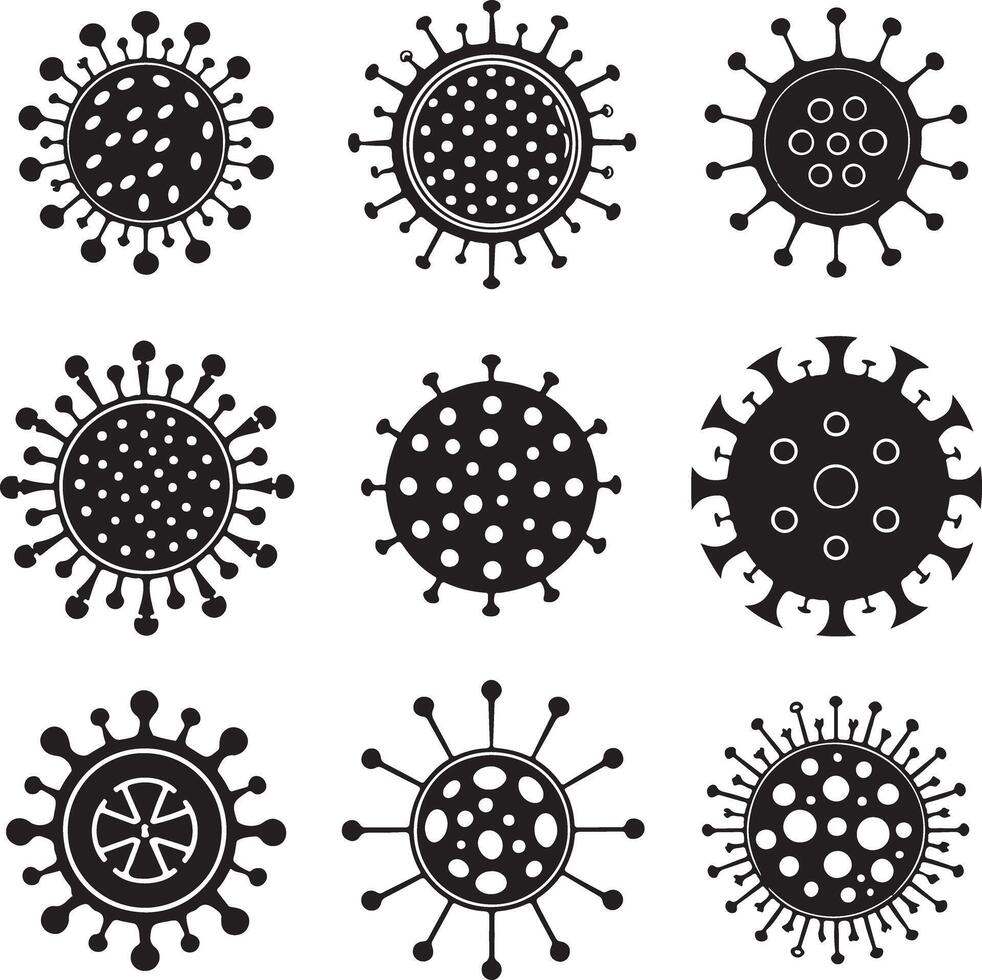 Medical Silhouette Icons of Corona Virus vector