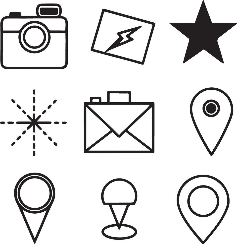 Thin Line Icons Set Coffee Heart Mail Star Location vector