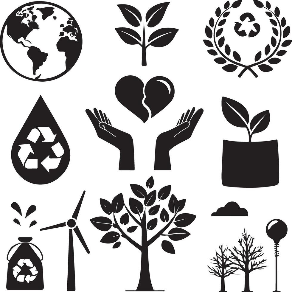Sustainability and Environment Symbols Collection vector