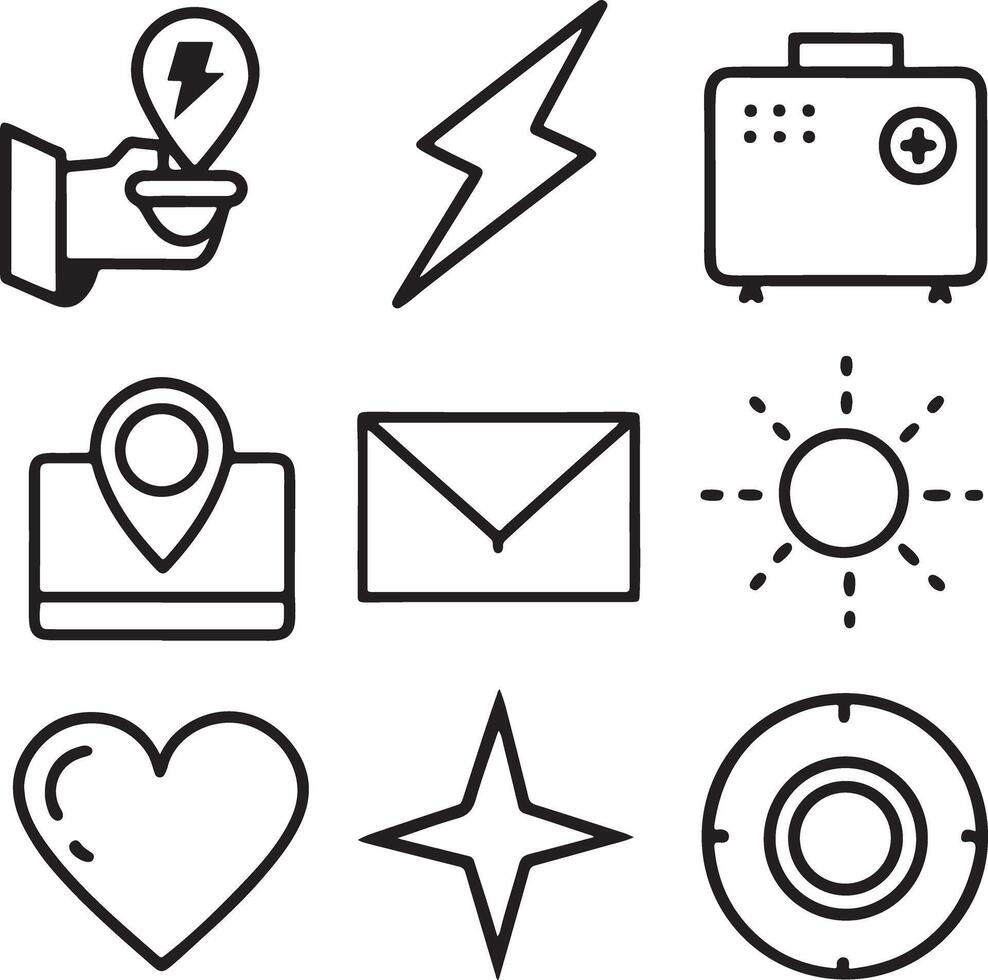 Modern UI Icons Location Coffee Heart Star Mail vector