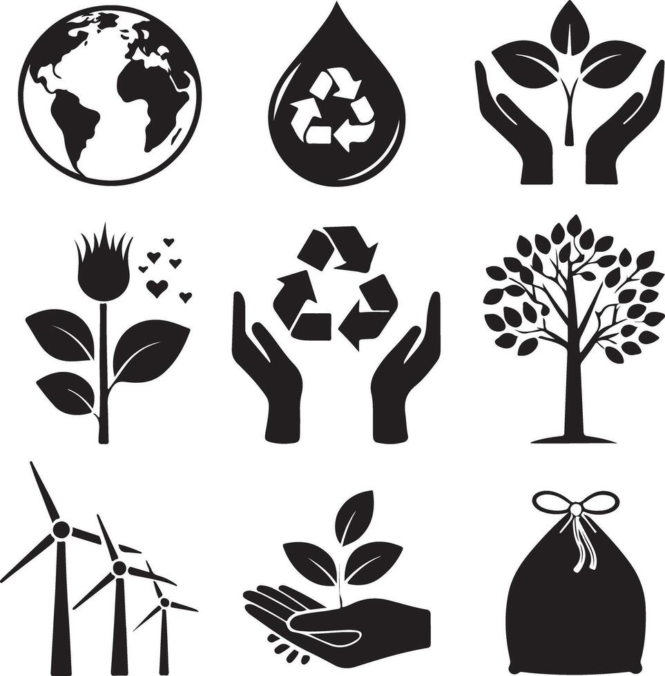 Nature and Ecology Icon Set for Eco Designs vector